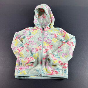 The North Face Sweatshirt Kids Girls 4 Green Floral Faded Fleece Full Zip Hoodie